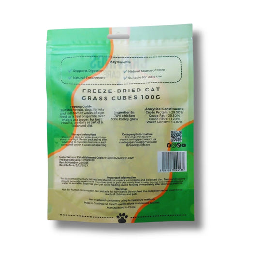 Freeze Dried Cat Grass Cubes 130g Pawtastic Munchies