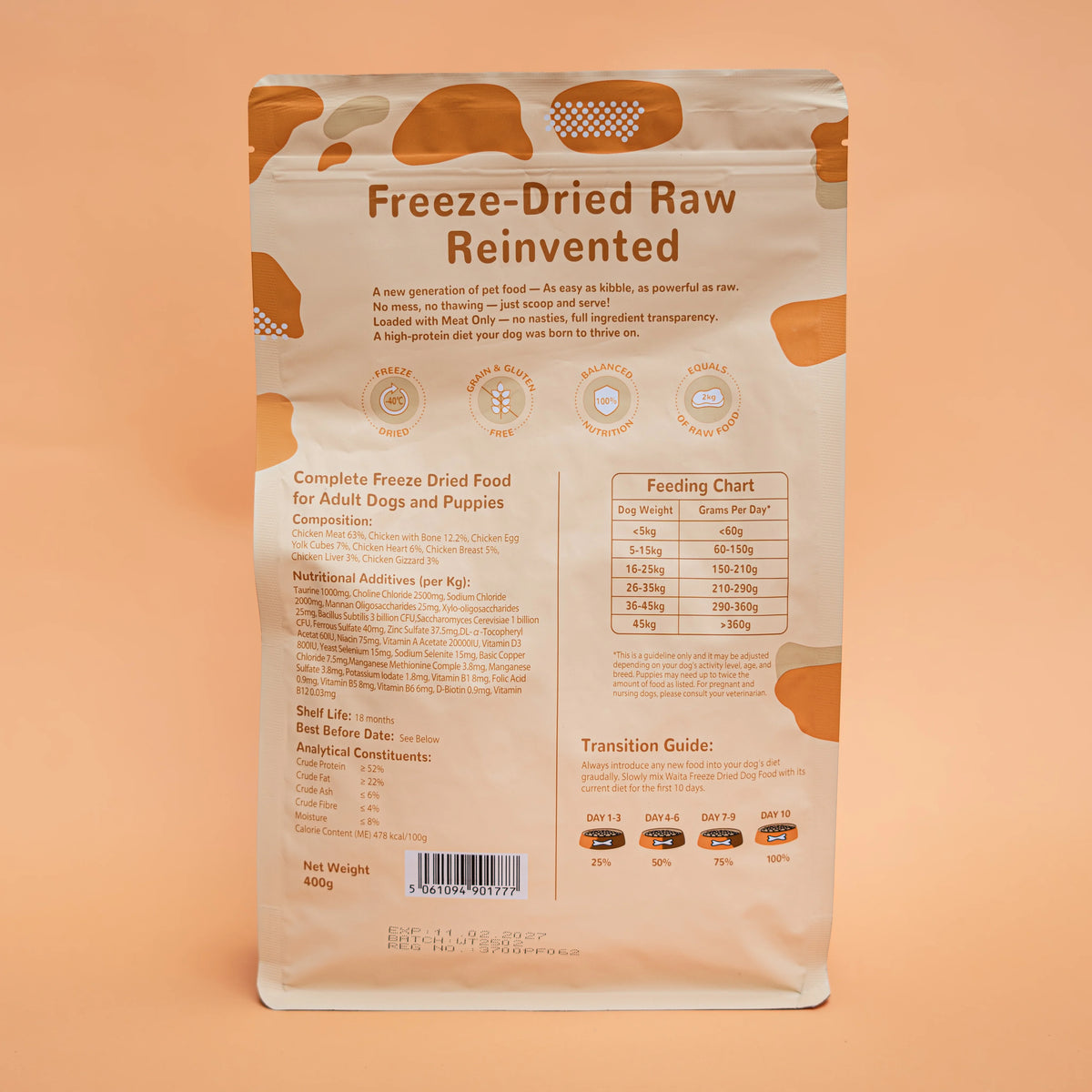 Waita Freeze Dried Complete Chicken Recipe 1.2kg - Dog Pawtastic Munchies