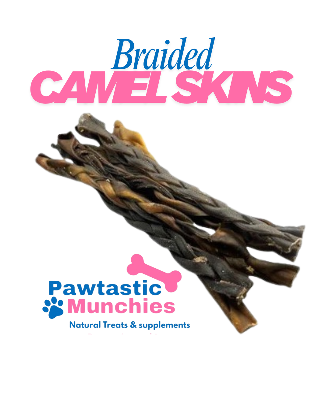 Braided Camel Skins 30cm Natural Dog Treats