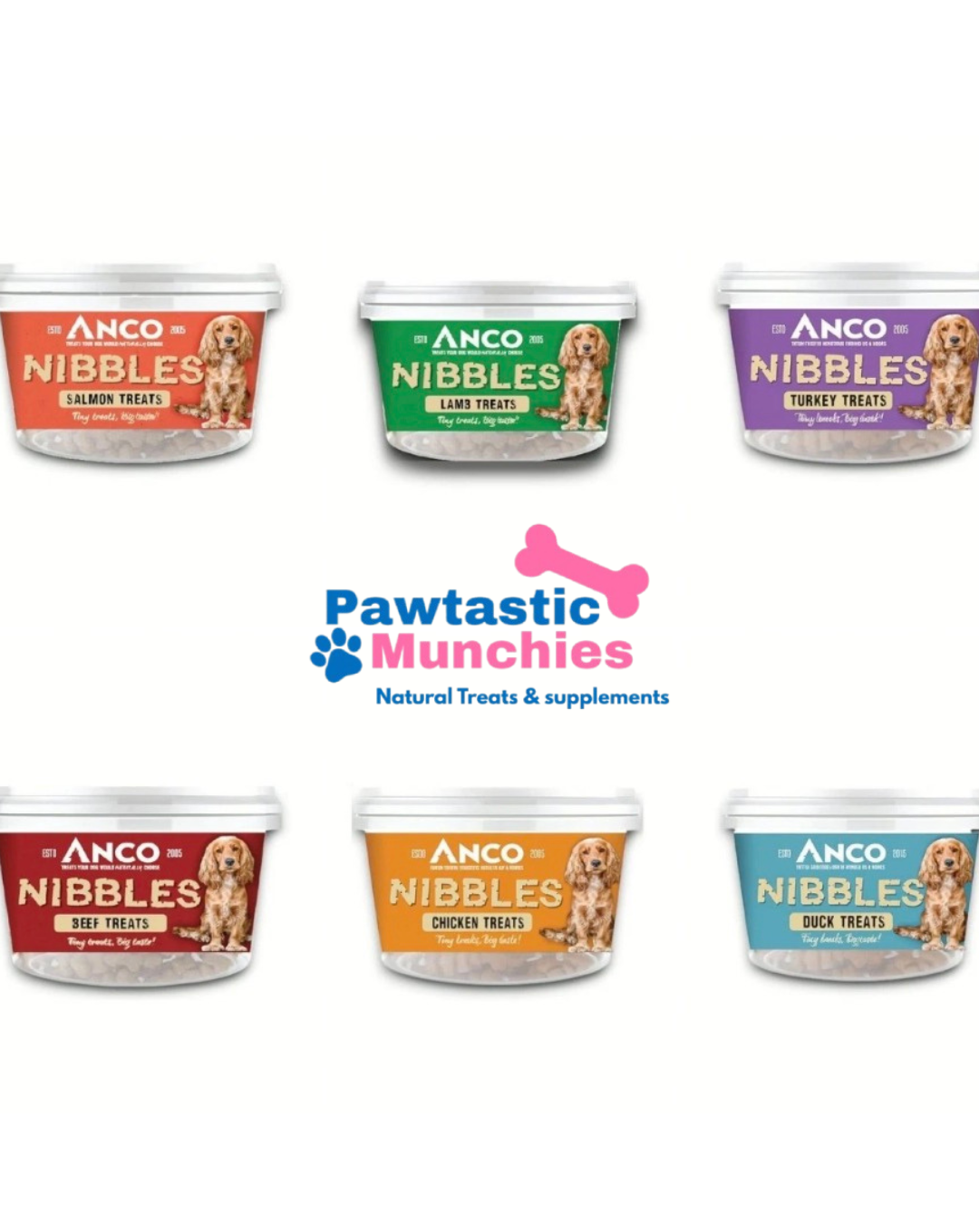 Anco Nibbles 300g grain-free natural dog training treats in assorted flavours"