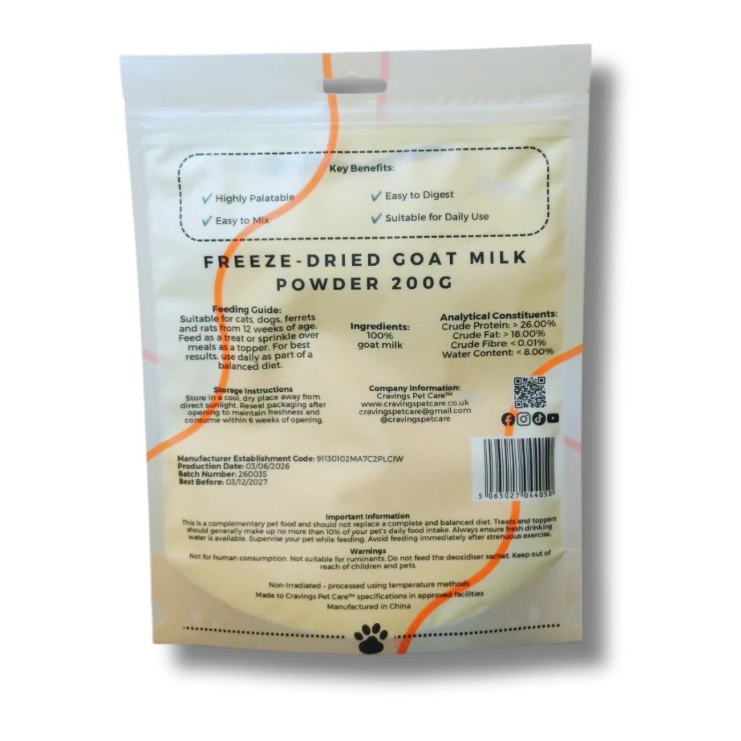 Goat Milk Powder 200g Pawtastic Munchies