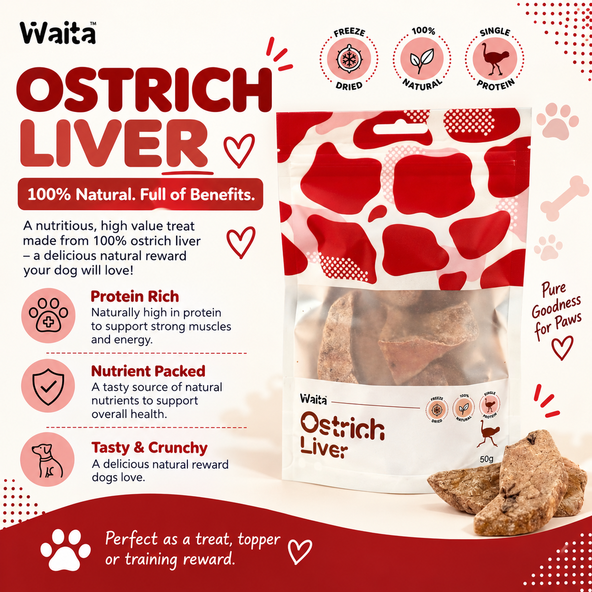 Waita Freeze Dried Ostrich Liver 50g suitable for dogs and cats Waita Pets