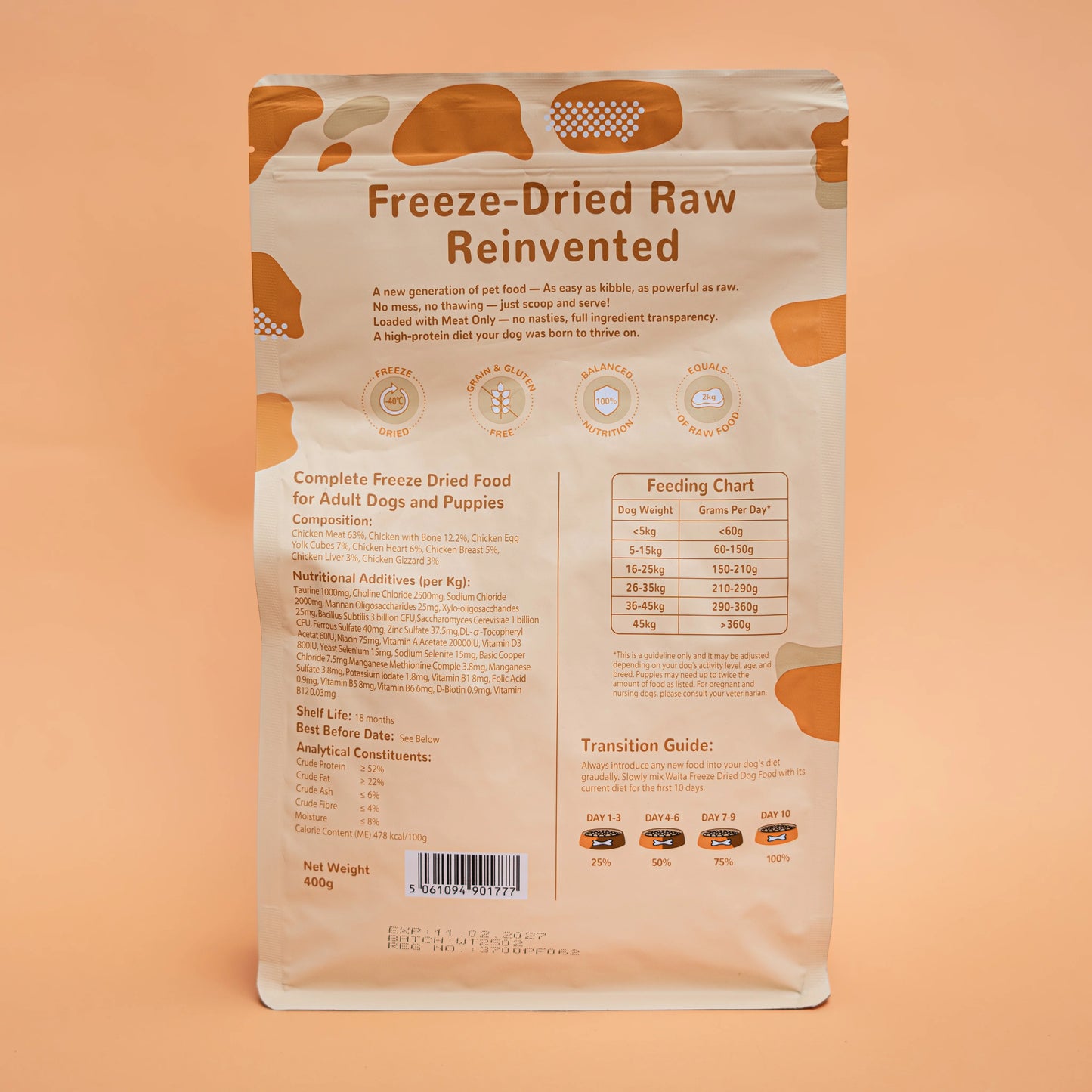 Waita Freeze Dried Complete Chicken Recipe 1.2kg - Dog Pawtastic Munchies