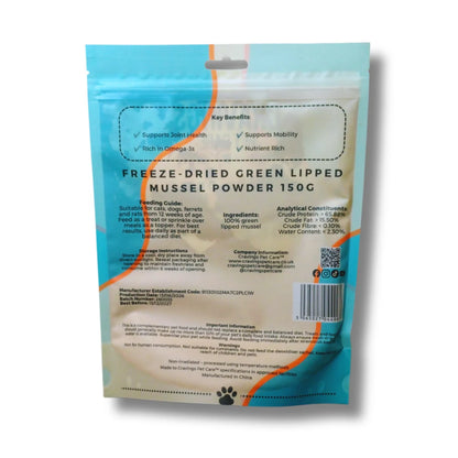 Cravings Pet Care Green Lipped Mussel Powder | Freeze-Dried Food Topper Powder for Cats & Dogs | 100% Green Lipped Mussel | 150g Pawtastic Munchies