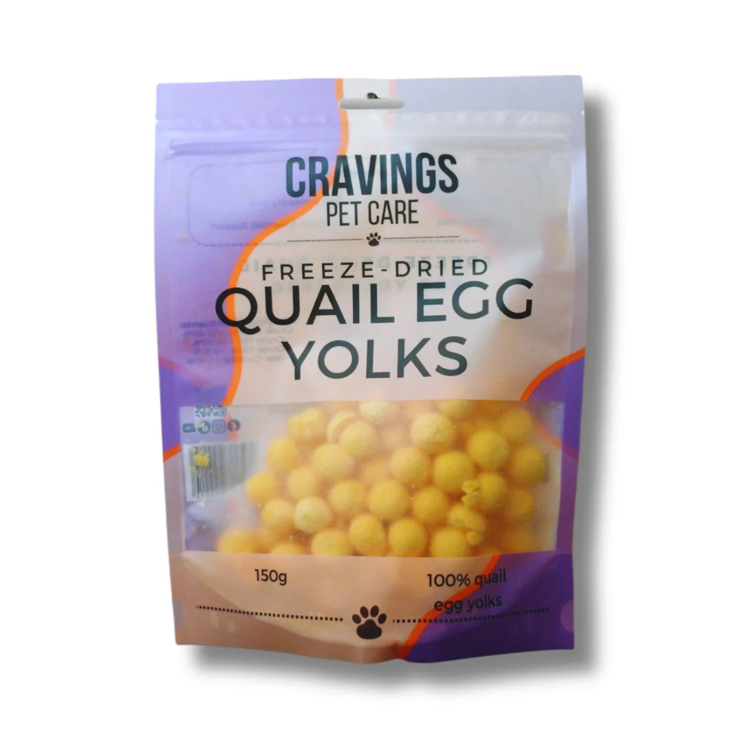 Cravings Pet Care Quail Egg Yolks Treat | Freeze-Dried Food Topper Treat for Cats & Dogs | 100% Quail Egg Yolks | 150g Pawtastic Munchies