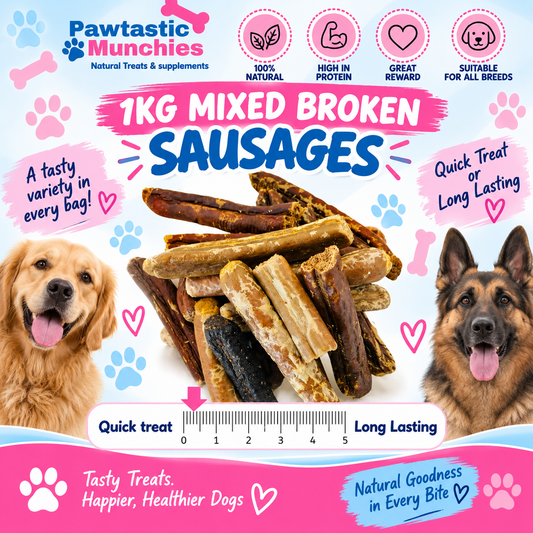 Mixed Broken Sausages & Sticks 1KG | Bulk Dog Training Treats UK | Pawtastic Munchies Pawtastic Munchies