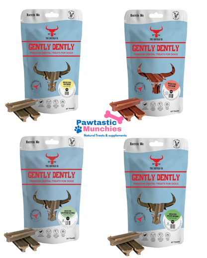 Gently Dently - Various Flavours - 7 Dental Sticks per Bag Natural Dog Treats