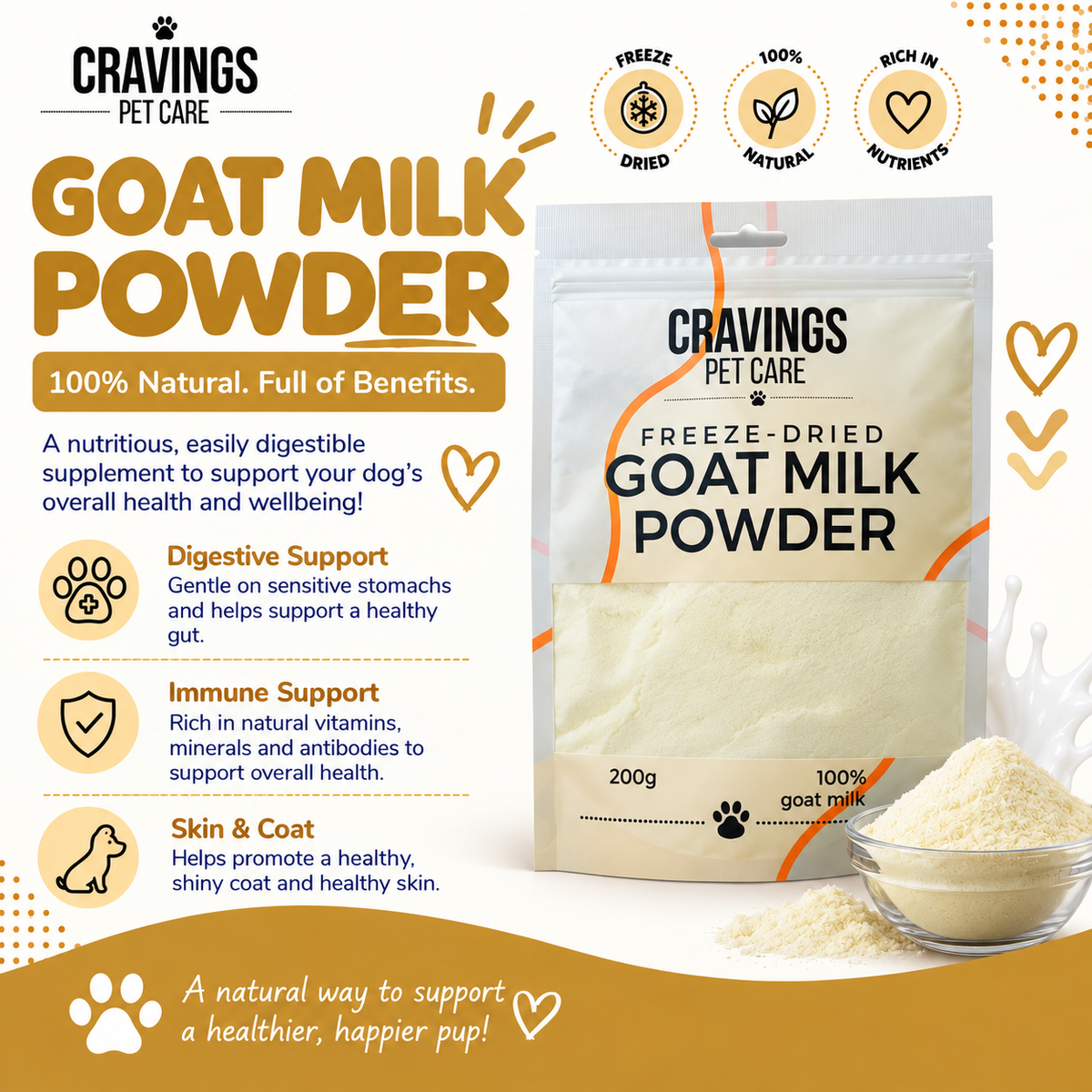 Goat Milk Powder 200g Pawtastic Munchies