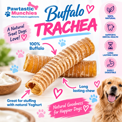 Buffalo Trachea  - Natural Dog Treat Pawtastic Munchies