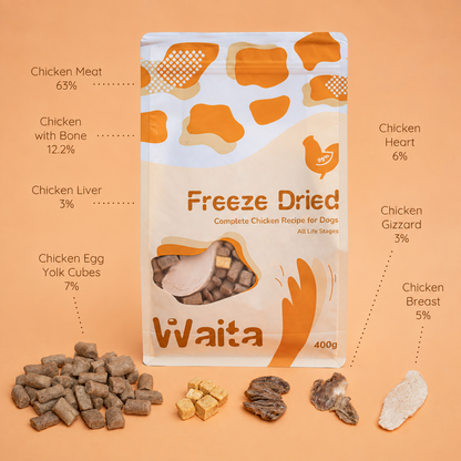 Waita Freeze Dried Complete Chicken Recipe 1.2kg - Dog Pawtastic Munchies