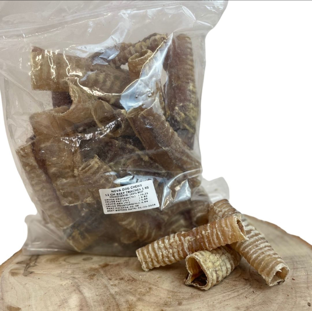 Beef Trachea 12cm 1KG bulk bag