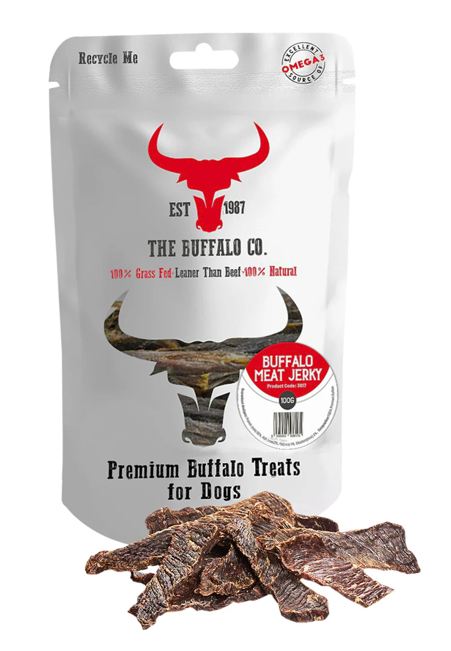 The Buffalo Co Buffalo Meat Jerky 100g Natural Dog Treats