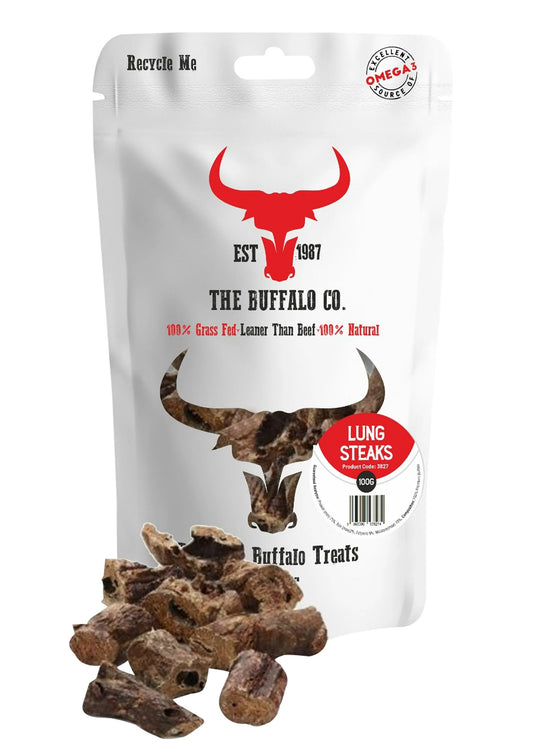 Buffalo Lung Steaks - Natural Dog Treats 100g - 1kg