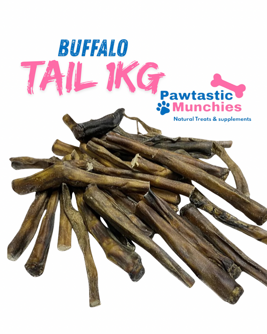 Buffalo tail 1kg bulk bag natural ling lasting dog chew Pawtastic Munchies