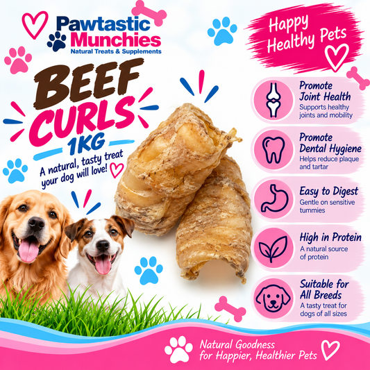 Beef Curls 1KG Bulk Bag natural dog treats Pawtastic Munchies