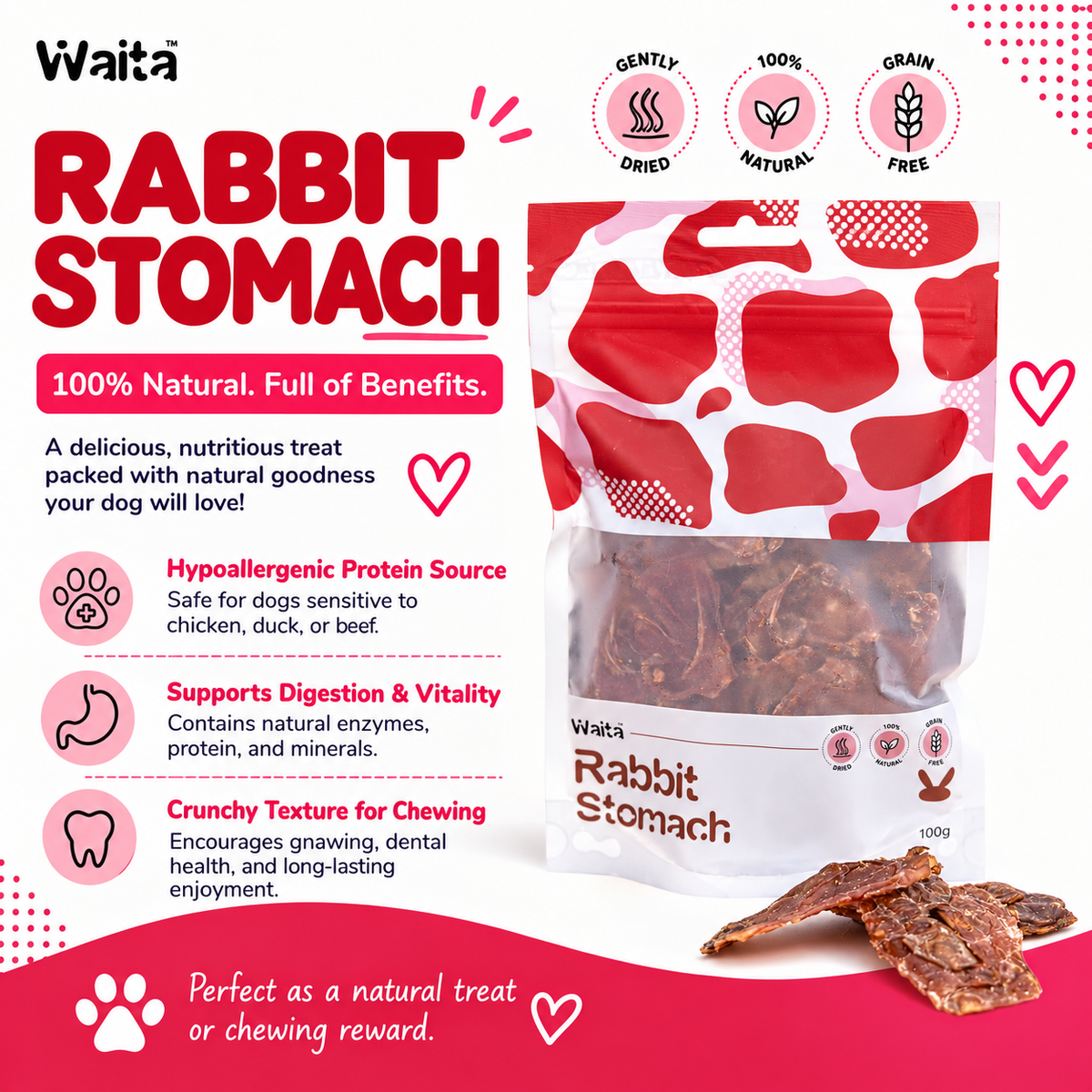 Air Dried Rabbit Stomach 80g Pawtastic Munchies