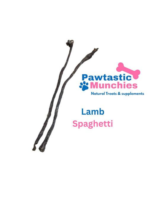 Lamb spaghetti omega-rich dog chews – 100% lamb gullet, high protein natural treat